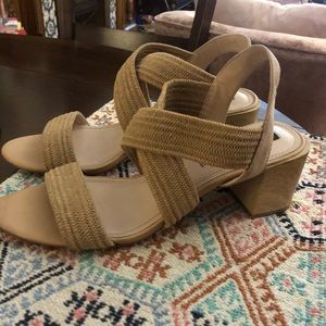 Beige block heel strappy sandals - size 10